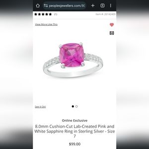 925 sterling silver pink sapphire ring